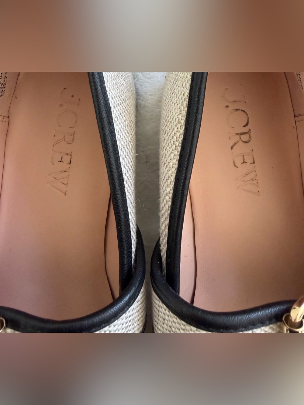 J. Crew Teagan Mary Jane’s Spanish Canvas Gold Buckle Leather Textile 2025 Sz 7 - Picture 15 of 15